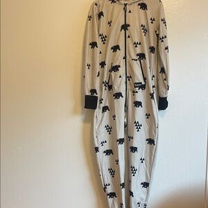 Tipsy Elves Beige Bear and Tree Adult Onesie